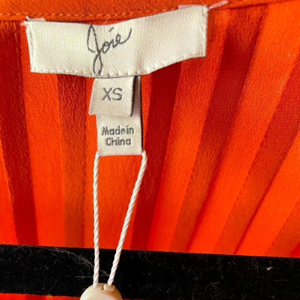 Joie 100% Silk Pleated Orange drop waist dress. - Picture 12 of 12